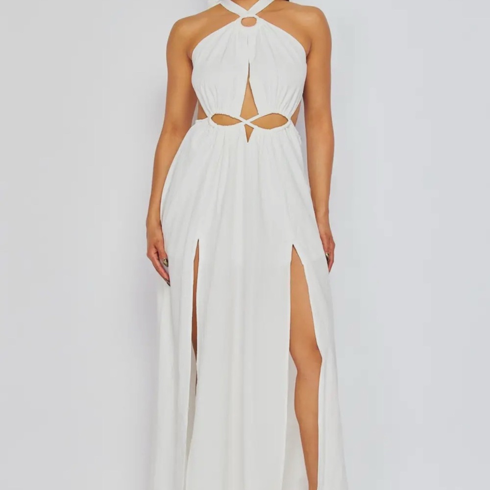 Elegant White Halter Dress